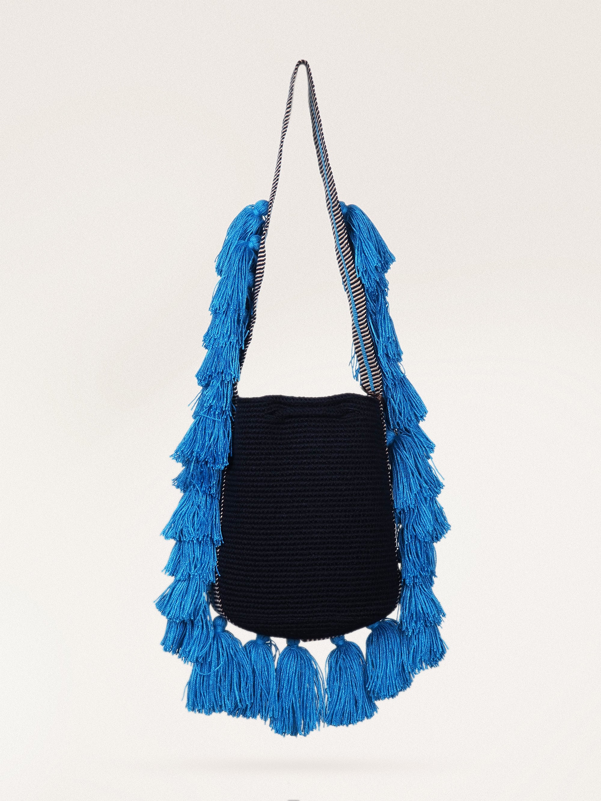 Mochila Wayuu (Mediana) - Pompon Oceano