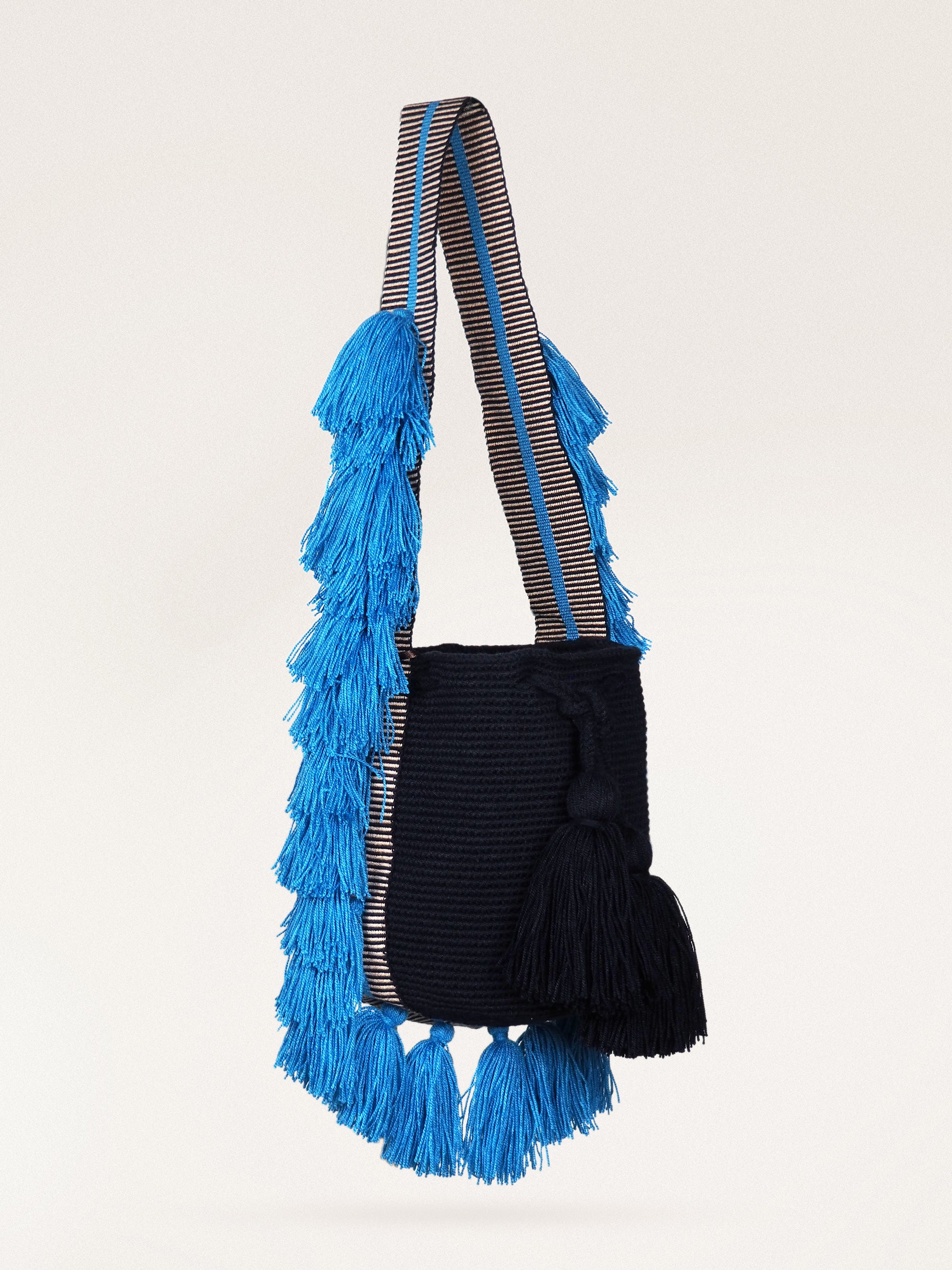 Mochila Wayuu (Mediana) - Pompon Oceano